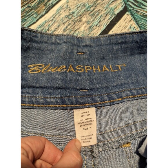 Blue Asphalt JR Size 7 High Waist Denim Jean Shorts - Picture 3 of 3